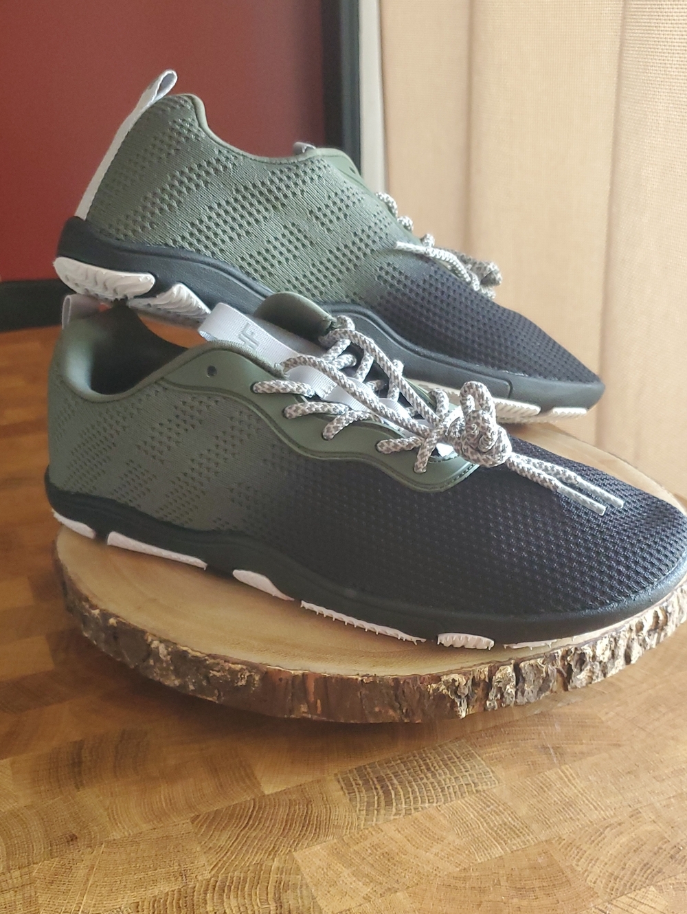 Men's Knit Sneakers in Black & Olive Lightweight Everyday Trainer